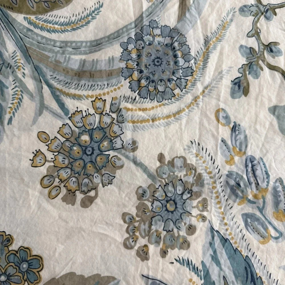 Pottery Barn Sydney Palampore Duvet Cover King Organic Cotton Botanical Blue